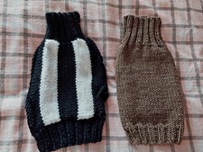2 x Hand Knitted Dog Jumpers. S/M Size Dog/puppy. 13”. Aran weight 