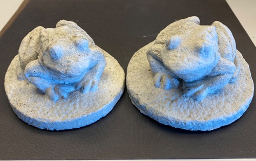 Two frog cement garden statues - frog,
