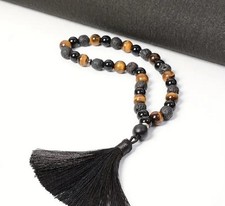 Black Agate,Tiger Eye & Lava Stone Islamic Prayer  10mm Beads, 33 Beads Tasbih