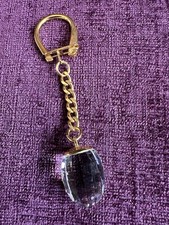 Possible Swarovski-Style Faceted Crystal Keyring – Iridescent Gold-tone, 8 cm