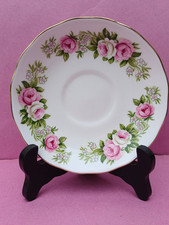 Vintage Colclough English Bone China Saucer Pink White Rose Enchantment 7132 VGC
