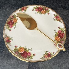 Royal Albert Old Country Roses Cake Stand and matching cake server  NEW