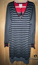 CLEMENTS RIBEIRO KNITTED STRIPE DRESS- NEW Flattering & Trendy & Size XL 16/18