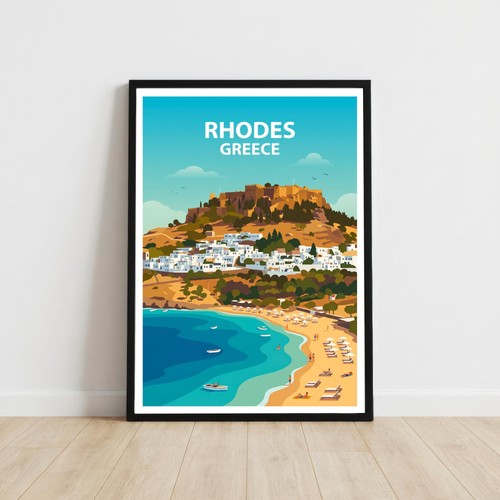 Rhodes greece travel - greece, poster