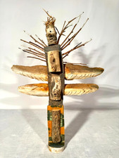 Vtg Tribal Totem Pole Wood