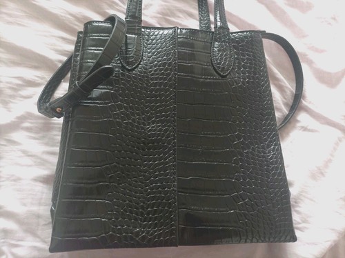 Zara black patent mock croc - black,
