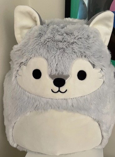 Silver grey wolf squishmallow - silver,
