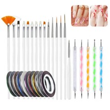 Gel Nail Art Brush Design Set Dotting Painting Drawing Polish Pen Tools Kit UK