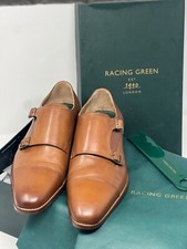 BNIB Mens Racing Green IRVINE tan smart leather double monk work shoes RRP £79