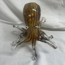 Beautiful Murano Hand Blown Glass Octopus Splatter Glass Over Tiger Stripe Large