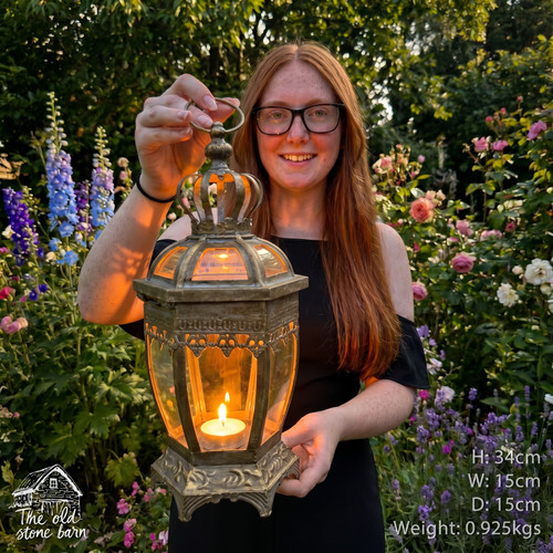 Gold candle lantern - gold,