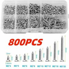 800 PCS Stainless Steel Wood Screw Assortment Self Tapping Small Metal Screws UK