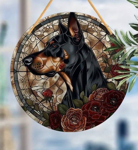Dobermann large dog suncatcher - dobermann,