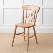 Farmhouse Fiddle‑Back Chair Solid Beech Wood Hand‑Oiled Finish