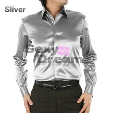 Mens Satin Silk Dress Shirt