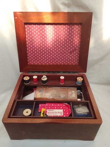 Antique mahogany wooden sewing - wooden,