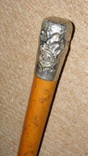 WW2 Military Royal Army Service Corps Drill Cane / Walking Stick - Silver Pommel