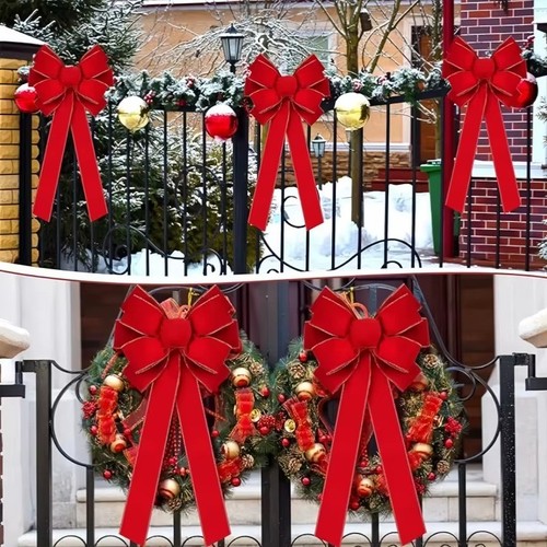 Christmas bows red - christmas, outdoor