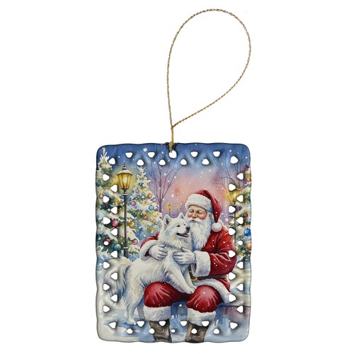 Samoyed with santa claus - with,