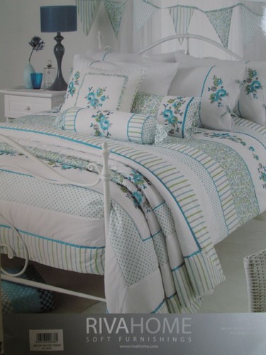 Rivahome embroidered blue rose - blue,