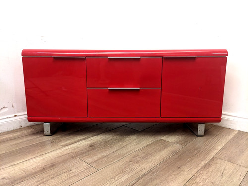 Sideboard red lacquered - sideboard, wood