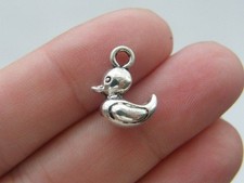 BULK 50 Duck charms antique silver tone B85