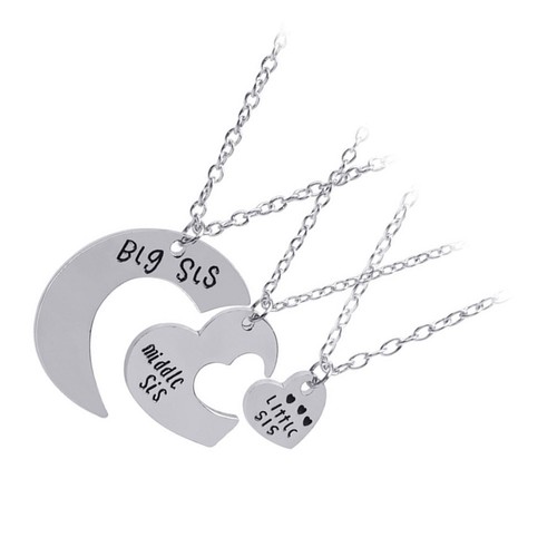 3pcs puzzle heart pendant - heart,
