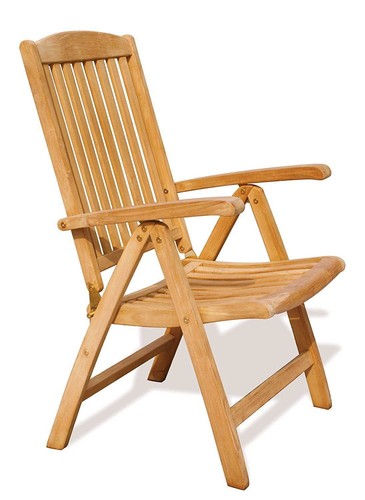 Teak outdoor recliner chair - teak,