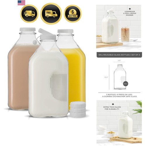 Glass milk bottles - with, lids