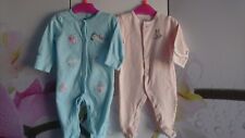 NICE 2 BUNDLE MAMAS&PAPAS BLUEZOO BABY GIRL BABYGROW SLEEPSUIT 3-6 mths 
