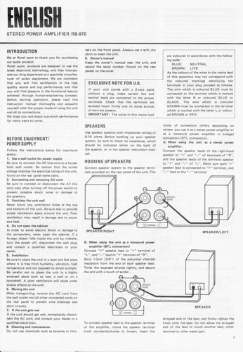 Rotel 870 amplifier - rb-870,
