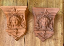Pair of Vintage  Terracotta Wall Mounted Planters