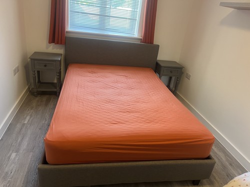 Grey upholstered double - upholstered,