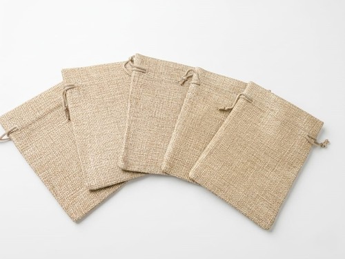 Burlap drawstring bags set - burlap,