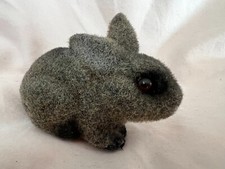 Rabbit - 3" High - Vintage - Flocked Decoration - Collectable Bunny - Cute