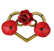 POPPY & ROSE CAST IRON PLAQUE DOOR WALL HOUSE GATE FENCE POST GRAVE RUSTIC 