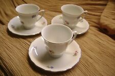 SET OF 3- VTG. RGK CZECHOSLAVAKIA FINE PORCELAIN  FLORAL DEMITASSE CUP & SAUCERS