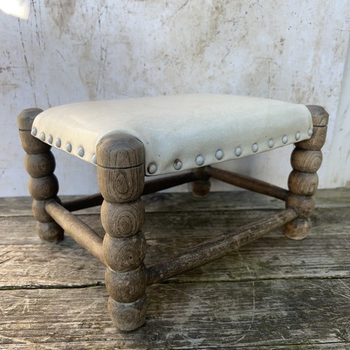 Vintage oak footstool turned - footstool,