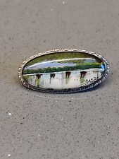 Vintage 1930s T.L.M. Marked Sterling Silver & Morpho Butterfly Wing Brooch