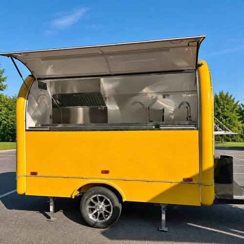 Yellow mobile food trailer - yellow,