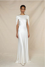 BNWT £1995 Roksanda Oriana cream cowl back gown. Size UK 6