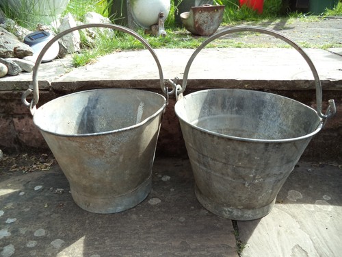 Vintage galvanised buckets - vintage,