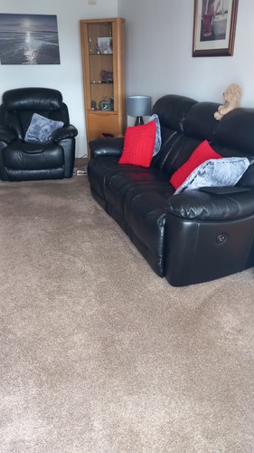 Black leather recliner sofa - leather,