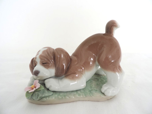 Lladro dog smelling - lladro,