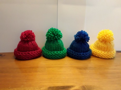 Hand knitted egg cosies - knitted,