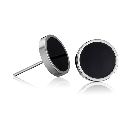 Black opal stud earrings - black,