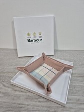 Barbour Classic Valet Money Keys Tray Pink Leather Tartan Finish Vgc