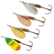 Mepps Aglia Spinners Long E-Brite Platinum Fluoro All Sizes/Colours Available