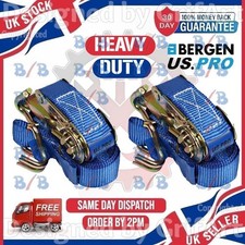 2 HEAVY DUTY RATCHET STRAPS TIE DOWN ADJUSTABLE CARGO CAR ROOF RACK HOLDING HOOK