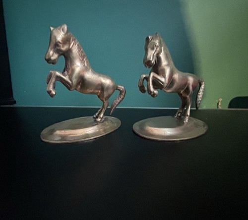 Pair vintage brass horses - vintage,